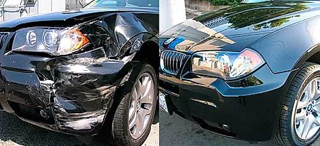 Before and after: front-end collision repair
